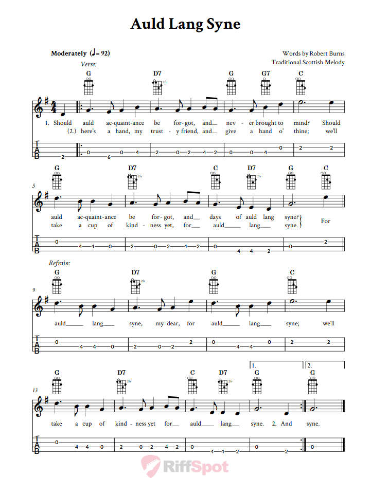Auld Lang Syne  Tenor Banjo Tab