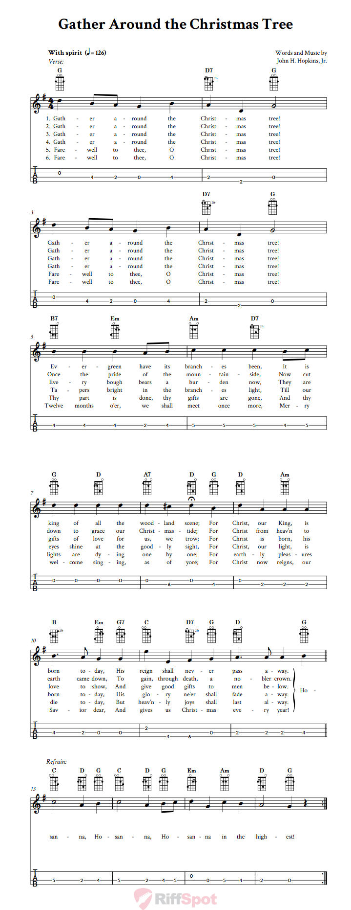 Gather Around the Christmas Tree  Tenor Banjo Tab