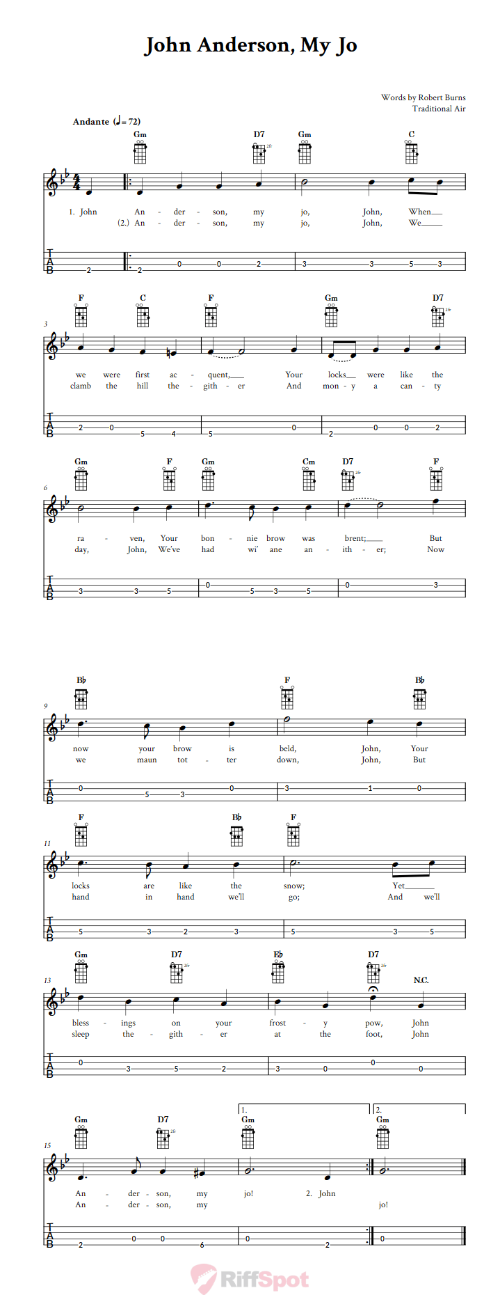 John Anderson, My Jo Tenor Banjo Tab