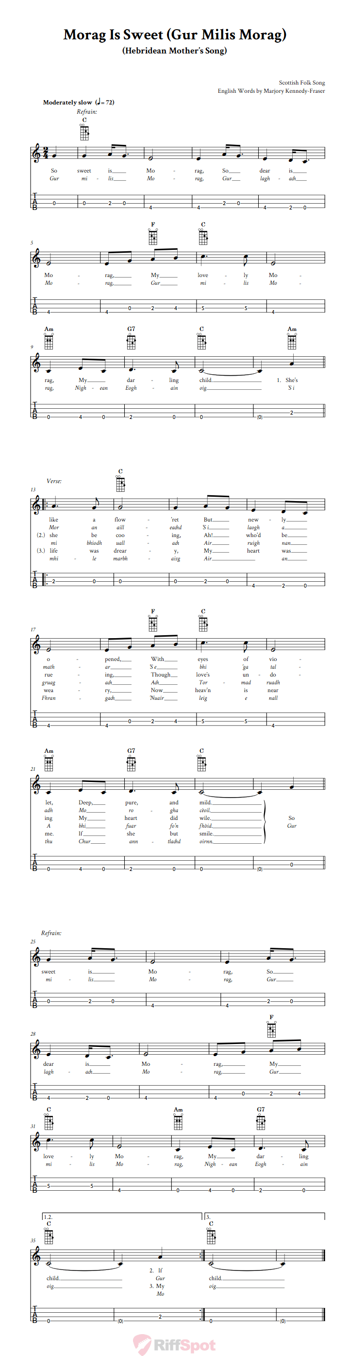 Morag Is Sweet  Tenor Banjo Tab