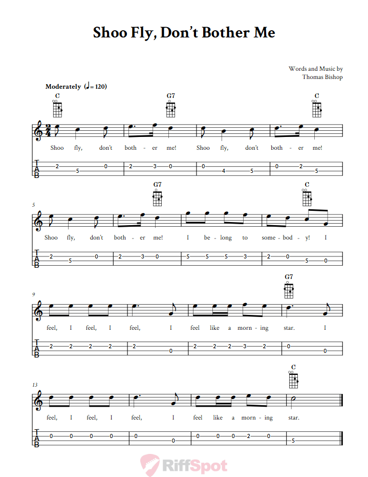 Shoo Fly, Don't Bother Me Tenor Banjo Tab