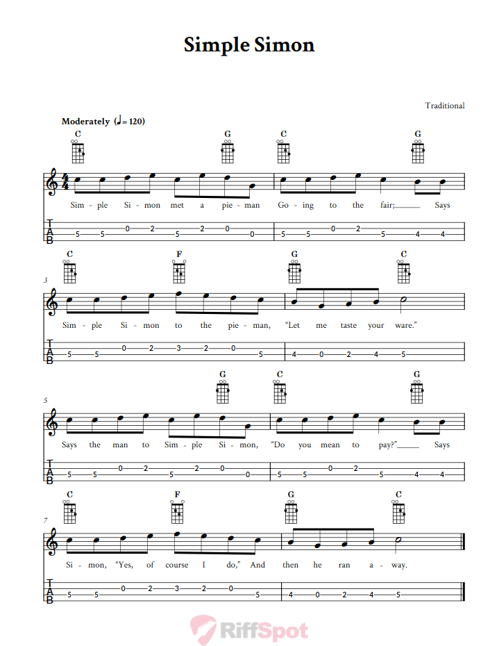 Simple Simon Tenor Banjo Tab