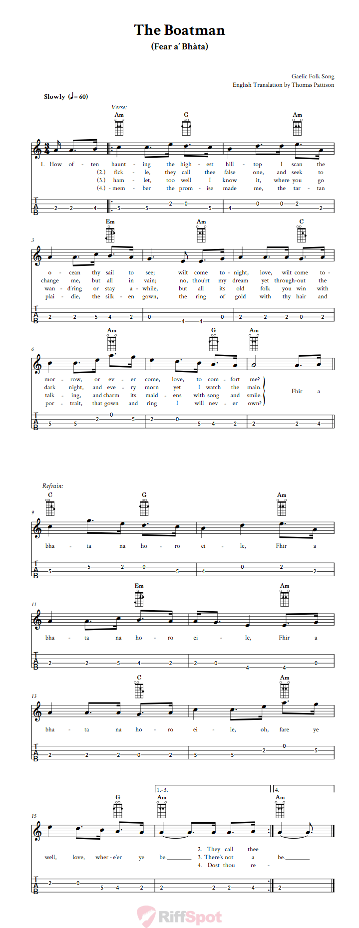 The Boatman Tenor Banjo Tab