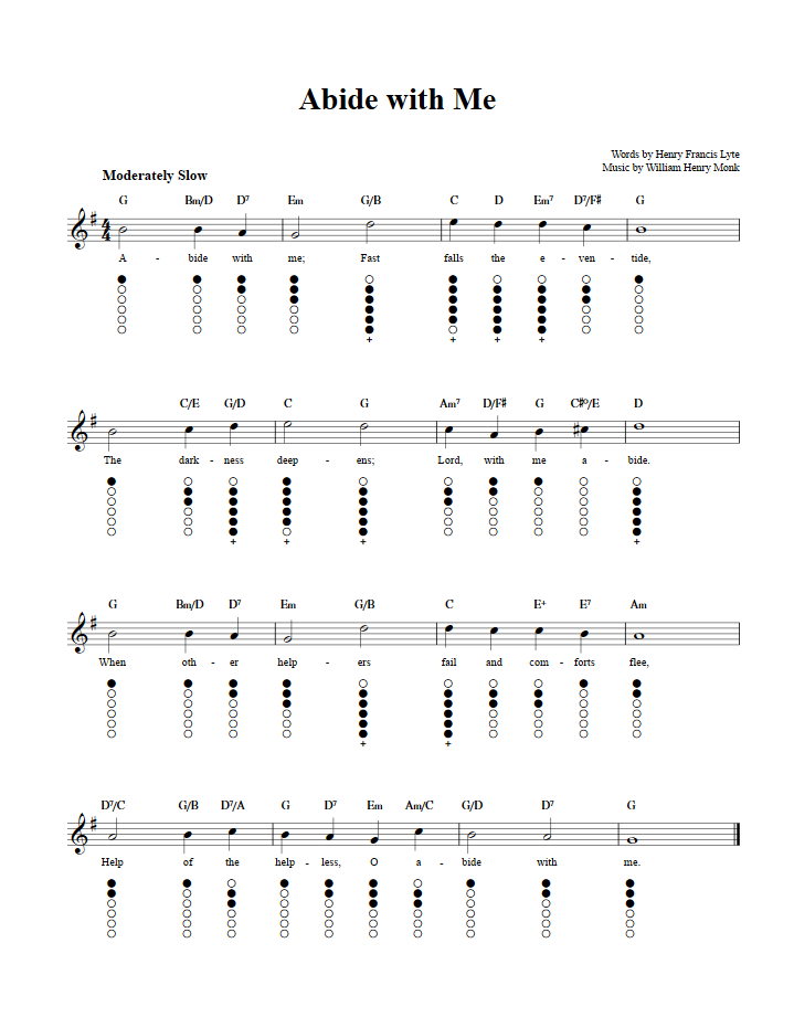 Abide with Me Tin Whistle Tab
