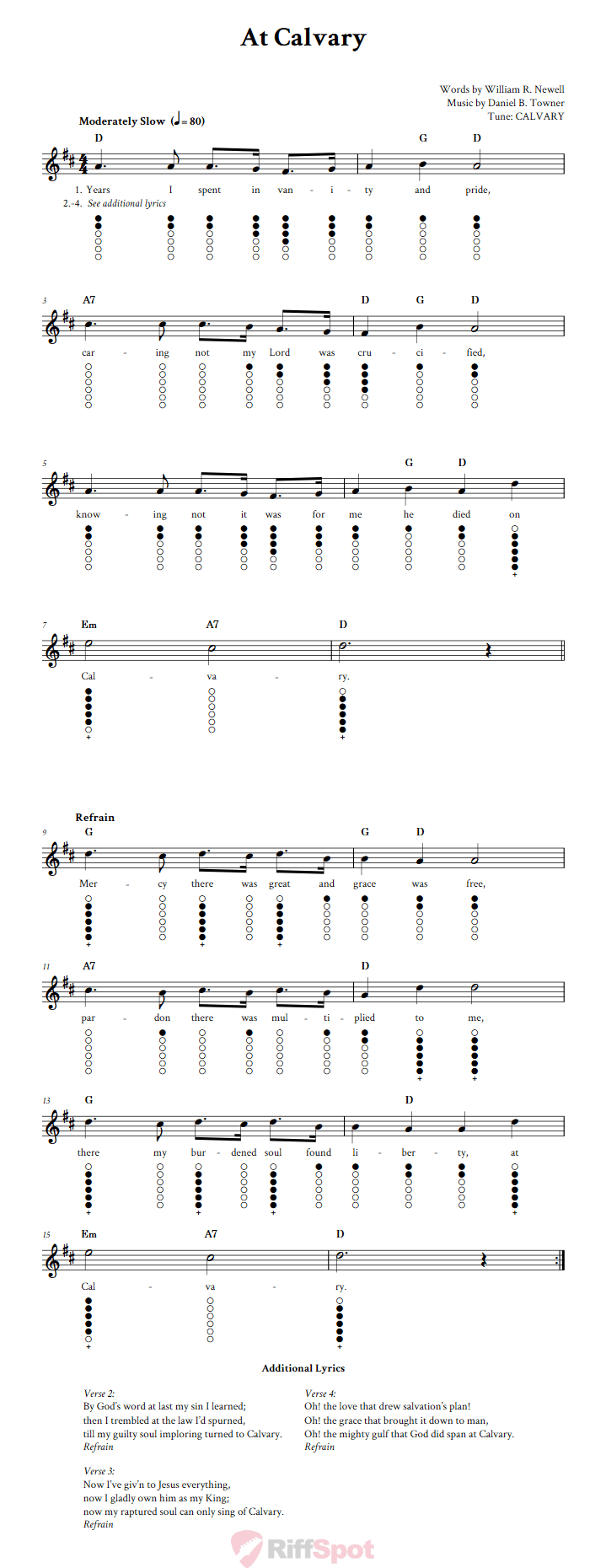 At Calvary Tin Whistle Tab