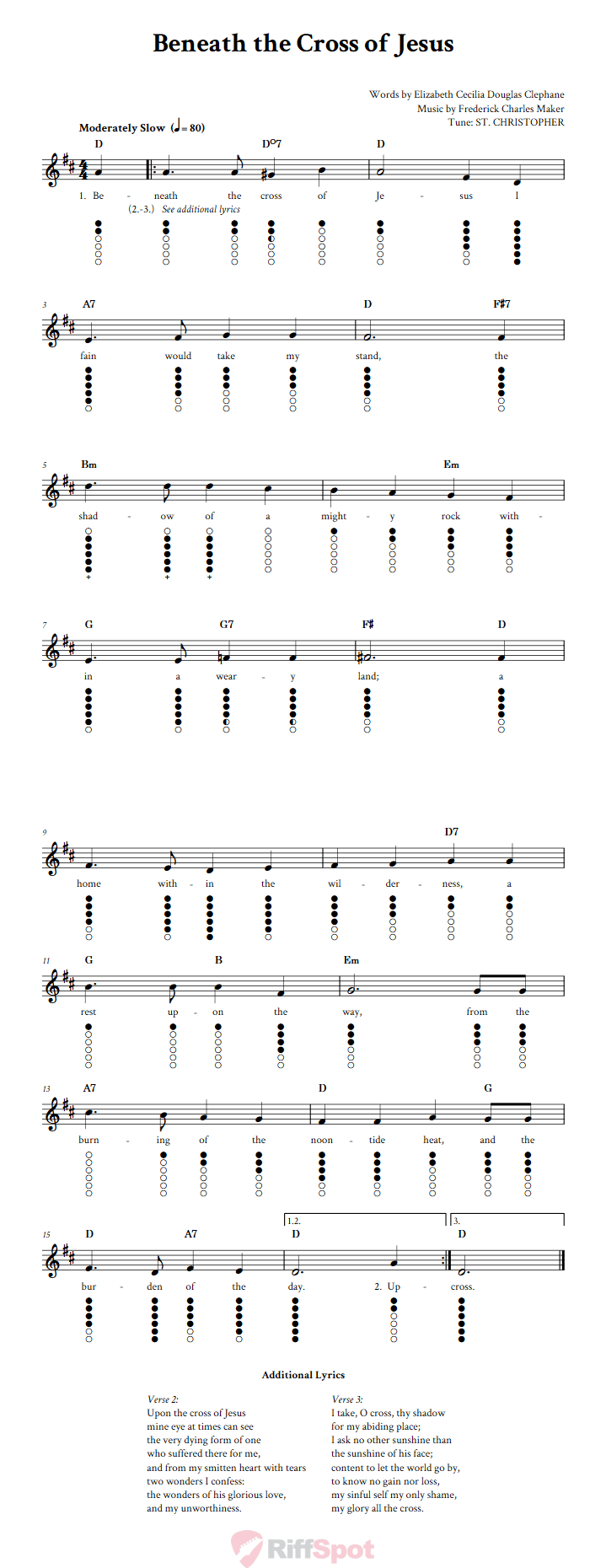 Beneath the Cross of Jesus Tin Whistle Tab