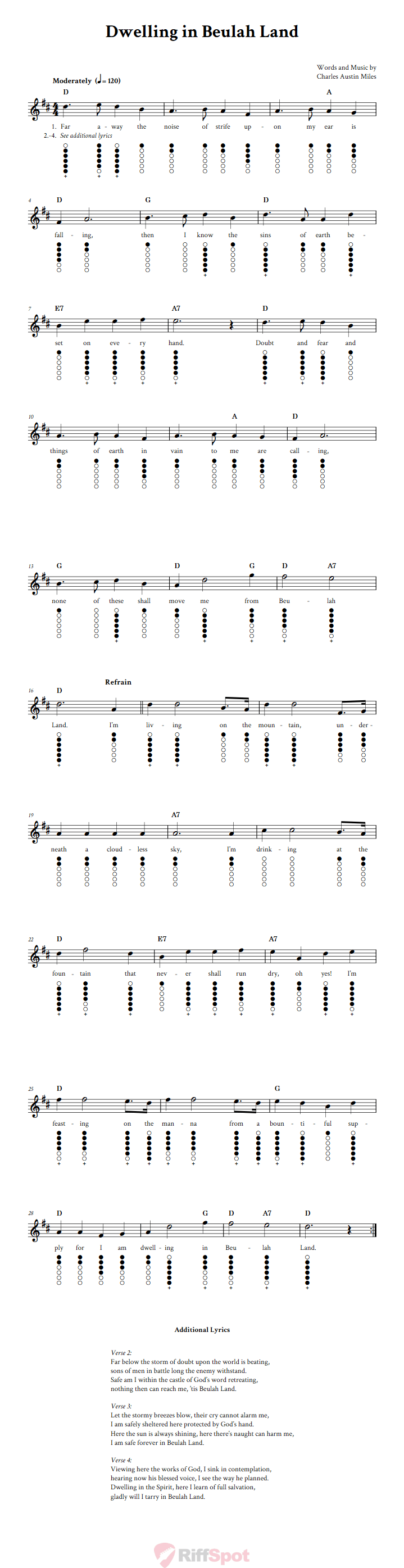 Dwelling in Beulah Land Tin Whistle Tab