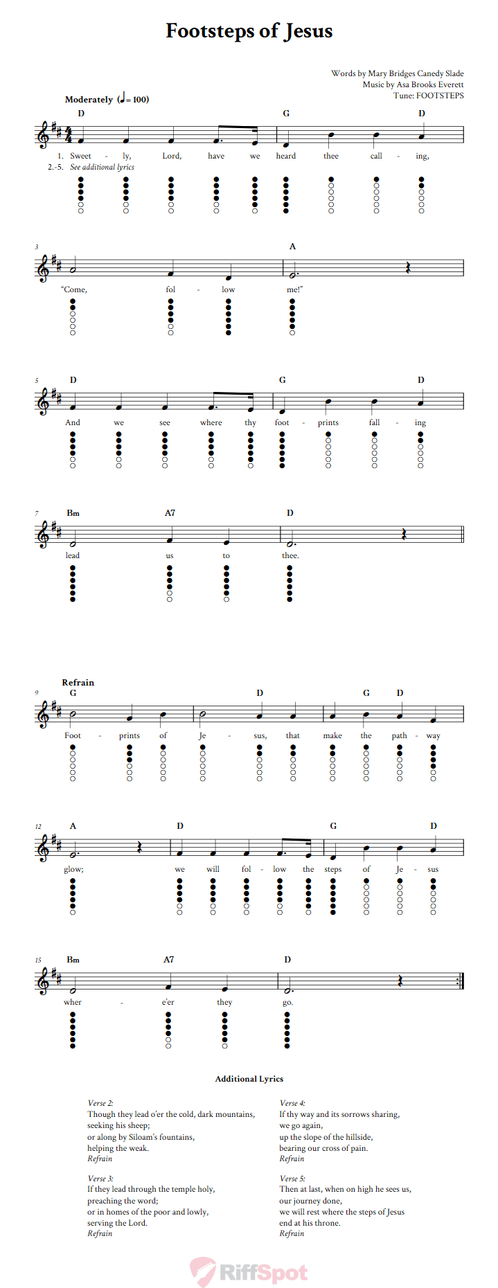 Footsteps of Jesus Tin Whistle Tab