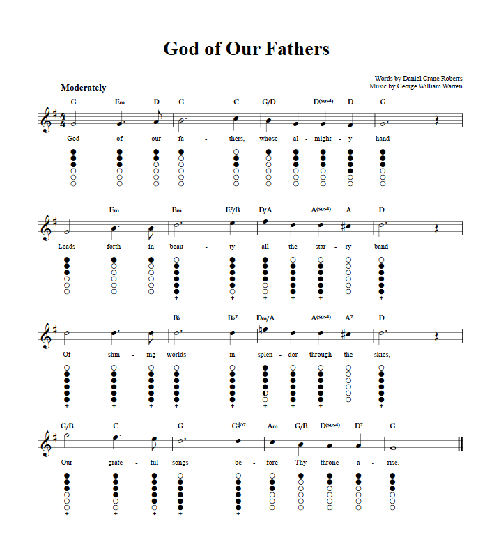 God of Our Fathers Tin Whistle Tab