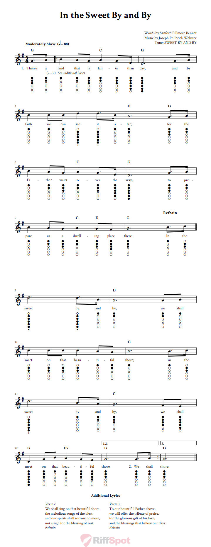 In The Sweet By And By Tin Whistle Tab