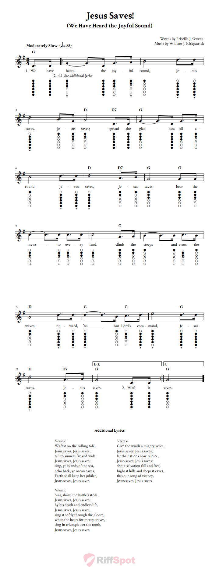 Jesus Saves! Tin Whistle Tab