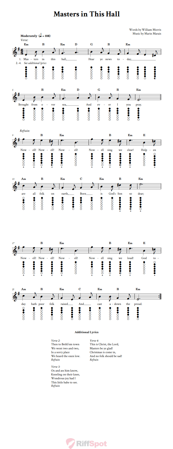 Masters in This Hall Tin Whistle Tab