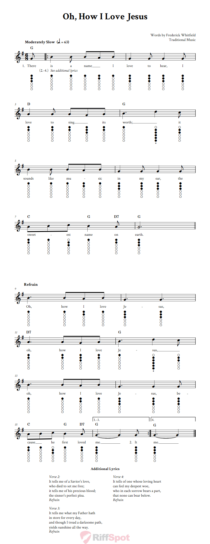 Oh, How I Love Jesus Tin Whistle Tab