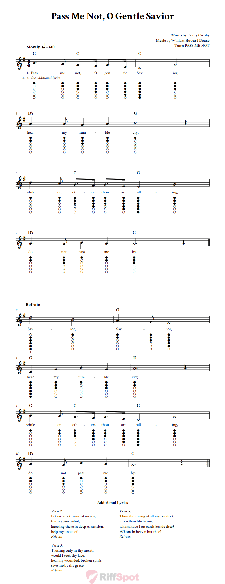 Pass Me Not, O Gentle Savior Tin Whistle Tab