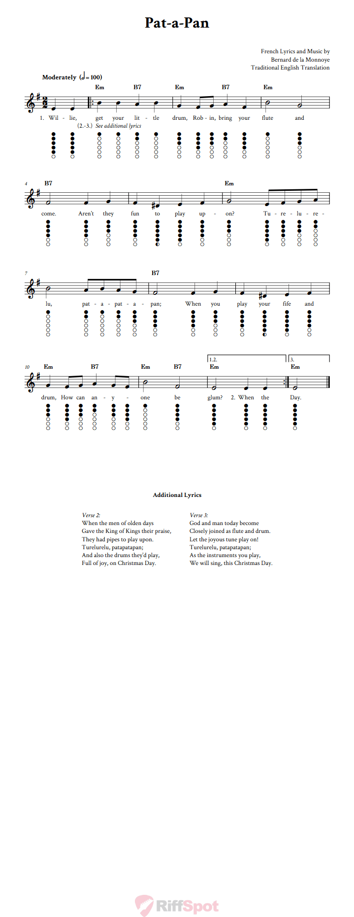 Pat-A-Pan Tin Whistle Tab