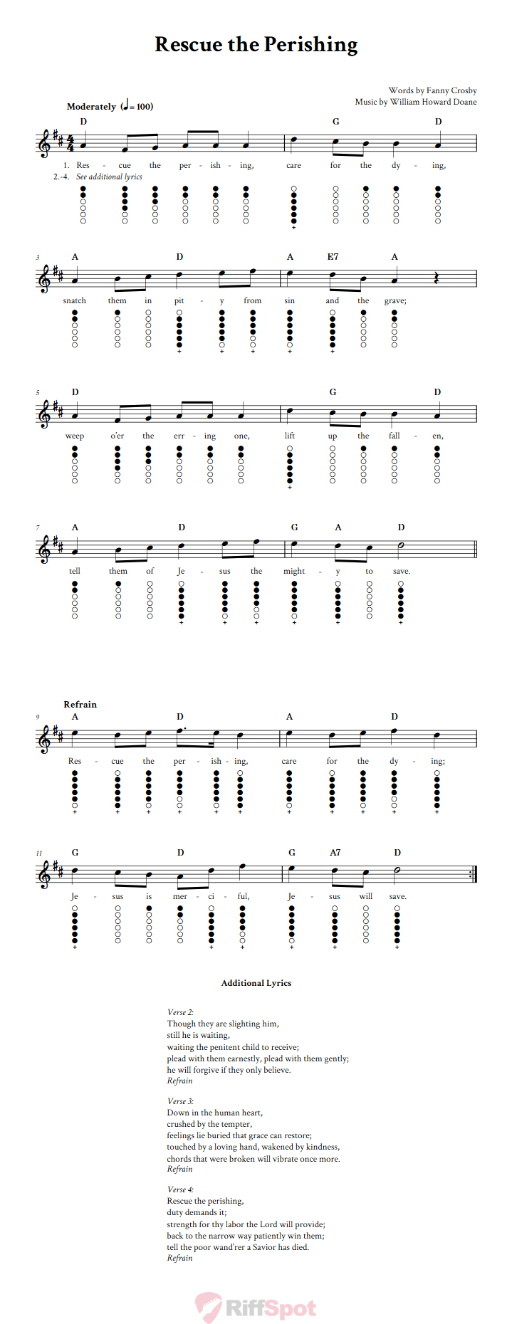 Rescue the Perishing Tin Whistle Tab