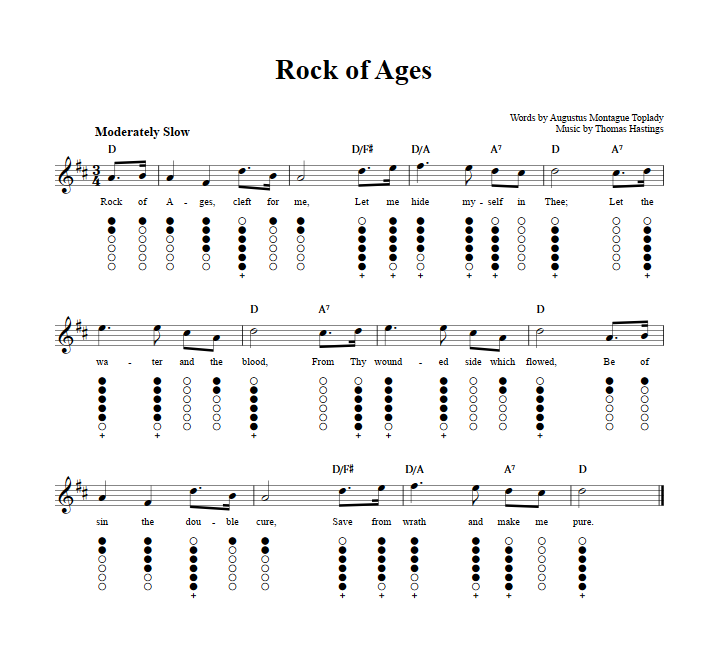 Rock of Ages Tin Whistle Tab