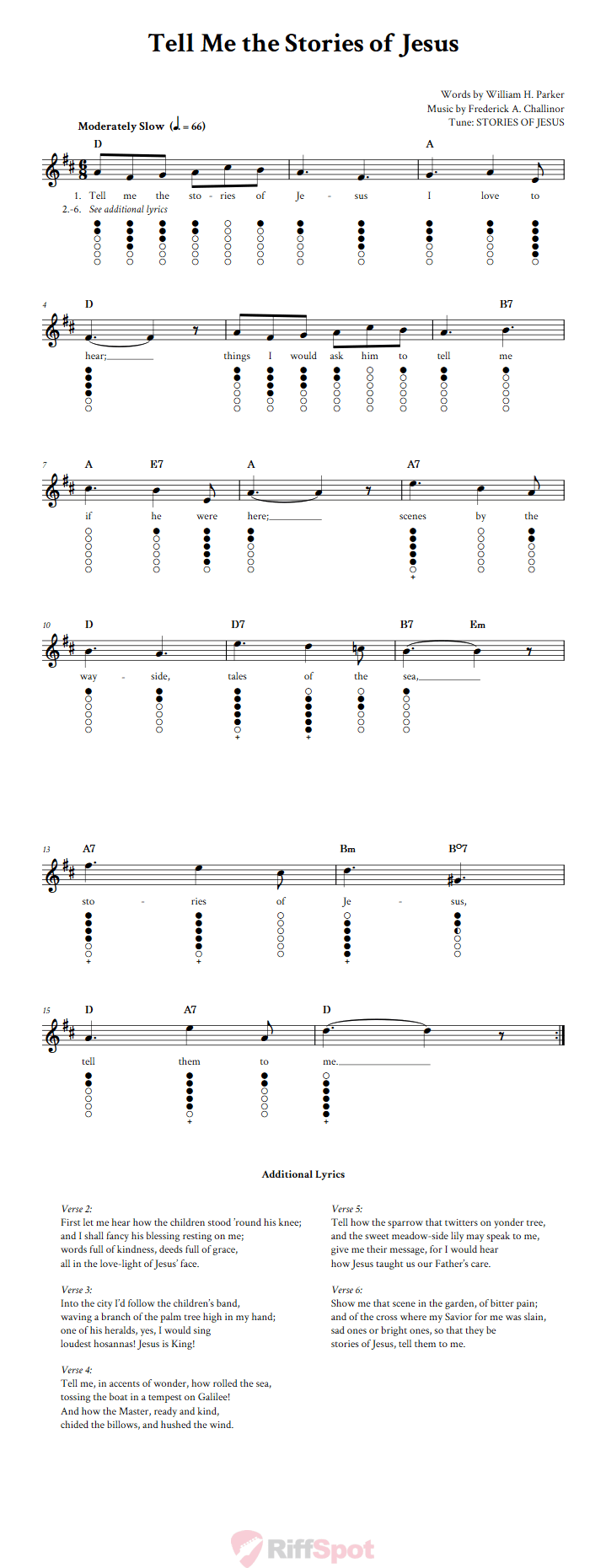 Tell Me the Stories of Jesus Tin Whistle Tab