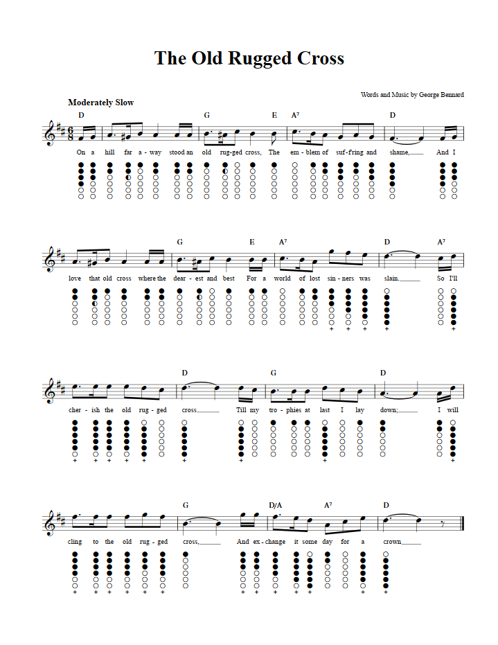 At the Cross - Tin Whistle Sheet Music and Tab with Chords and Lyrics