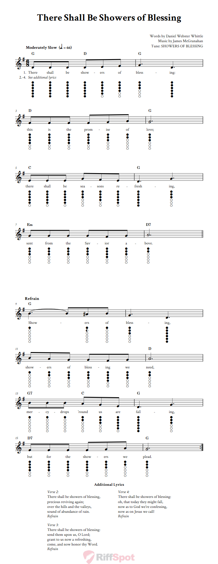 There Shall Be Showers of Blessing Tin Whistle Tab