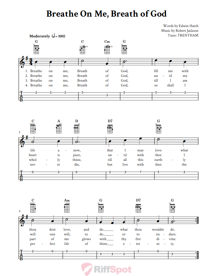 Breathe On Me, Breath Of God Ukulele Tab