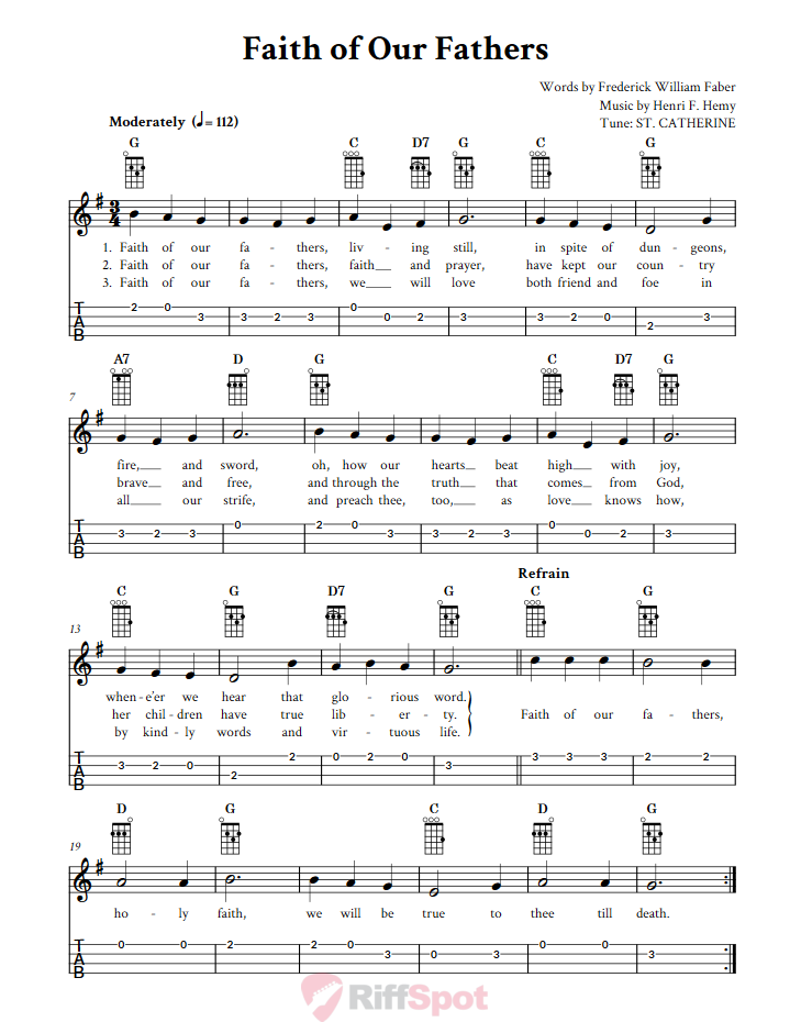 Faith of Our Fathers Ukulele Tab