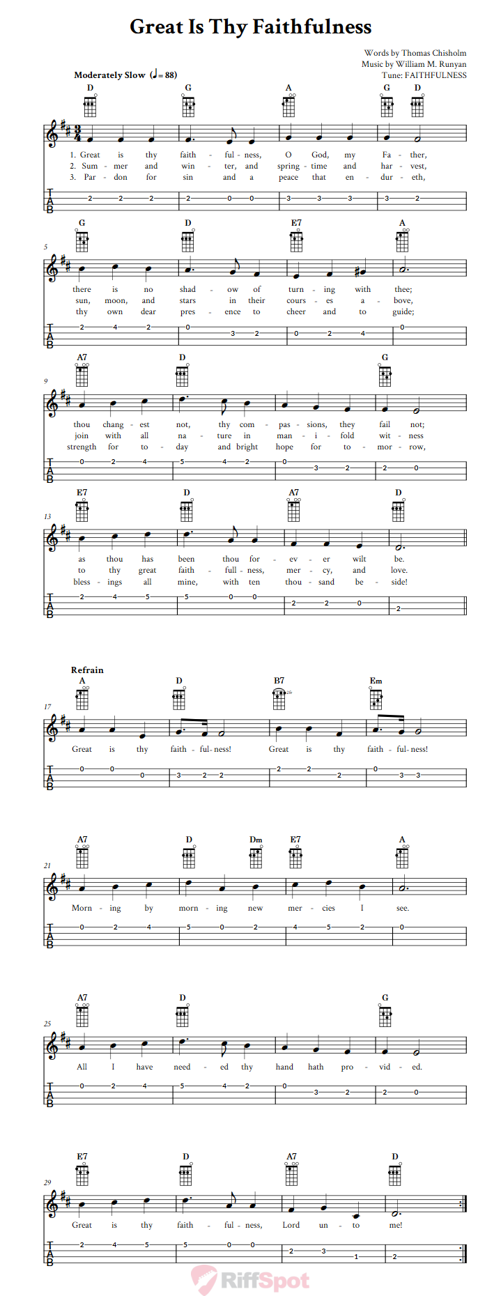 Great Is Thy Faithfulness Ukulele Tab