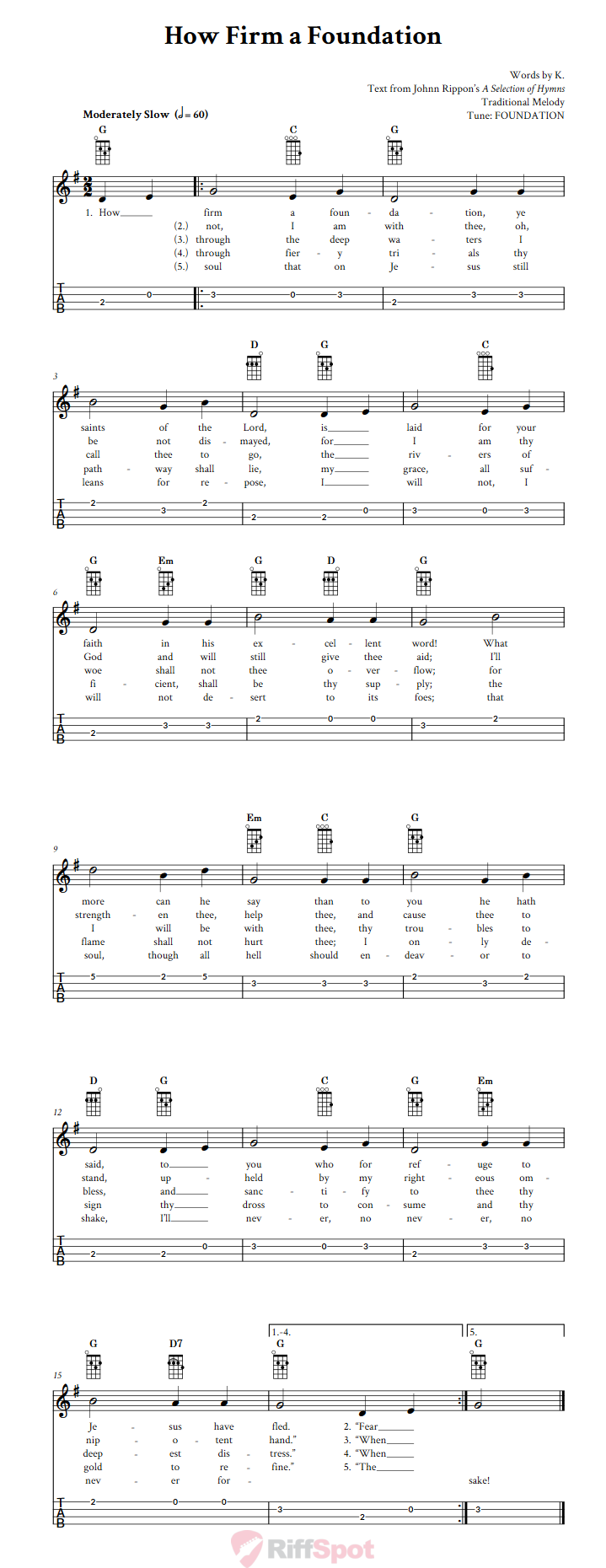 How Firm a Foundation Ukulele Tab