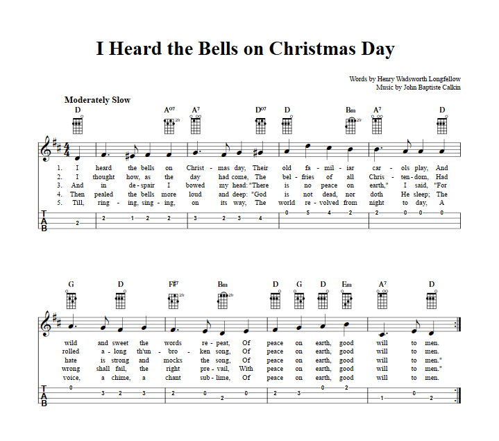 I Heard the Bells on Christmas Day Ukulele Tab