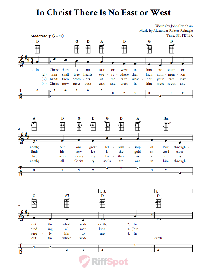 In Christ There Is No East or West Ukulele Tab