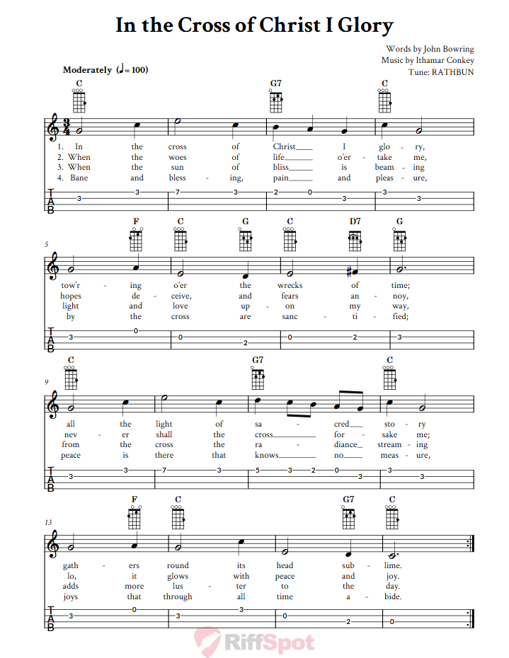 In the Cross of Christ I Glory Ukulele Tab