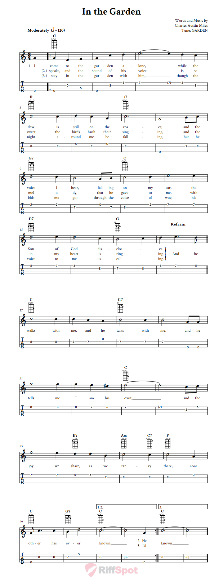 In the Garden Ukulele Tab