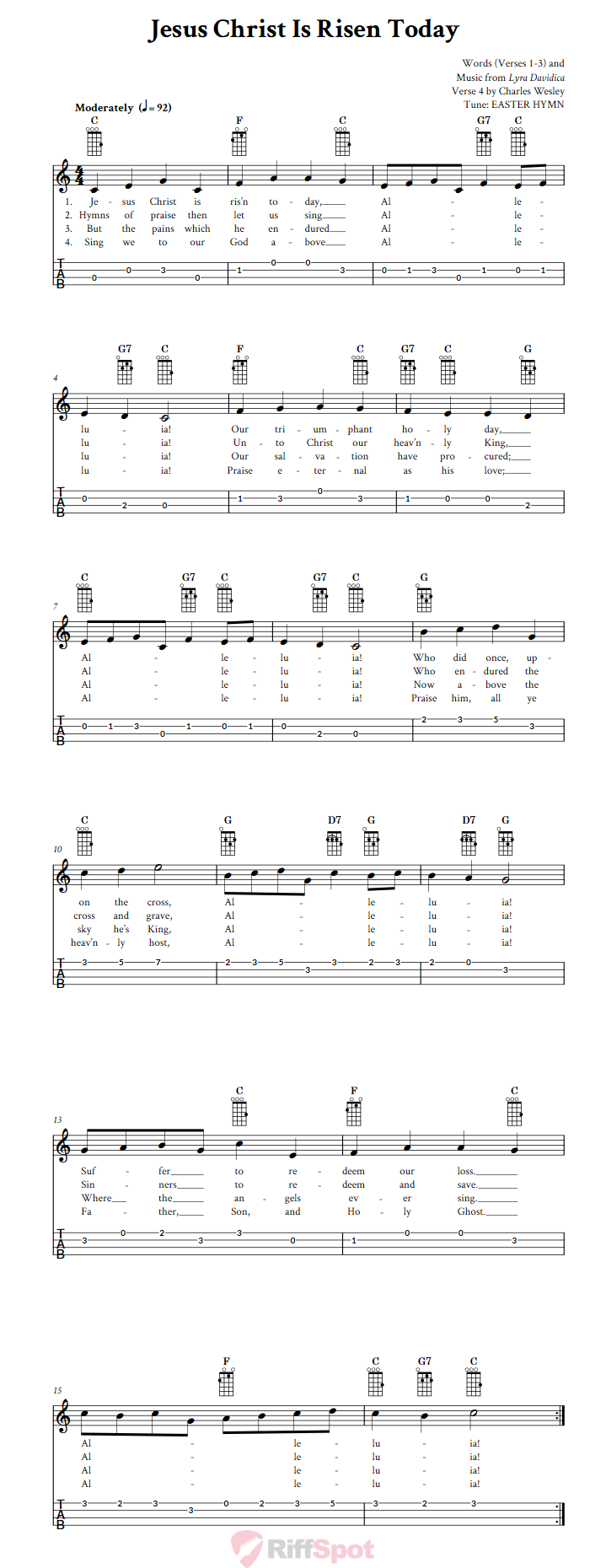 Jesus Christ Is Risen Today Ukulele Tab