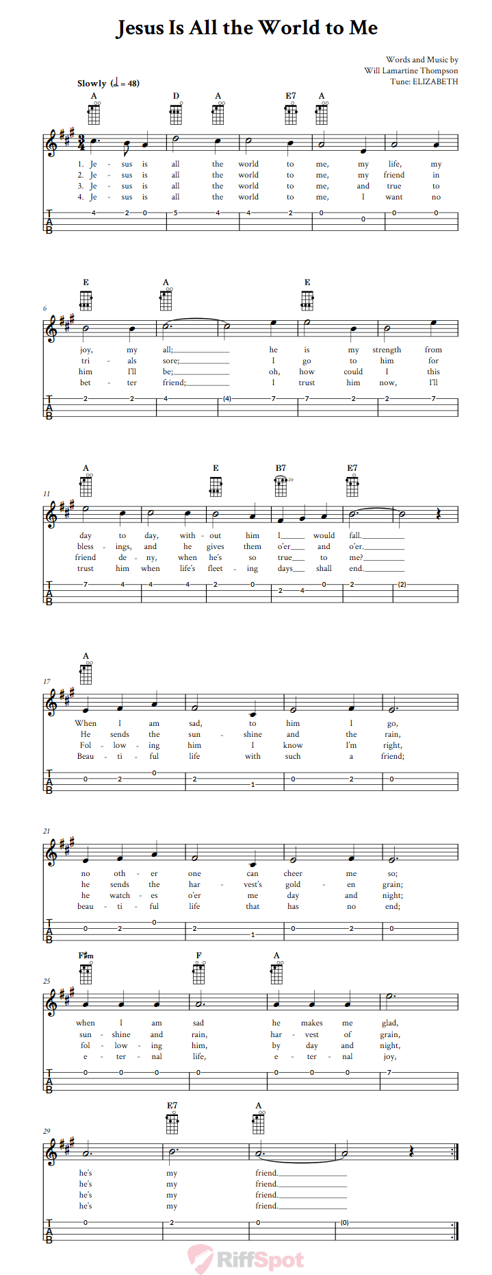 Jesus Is All the World to Me Ukulele Tab