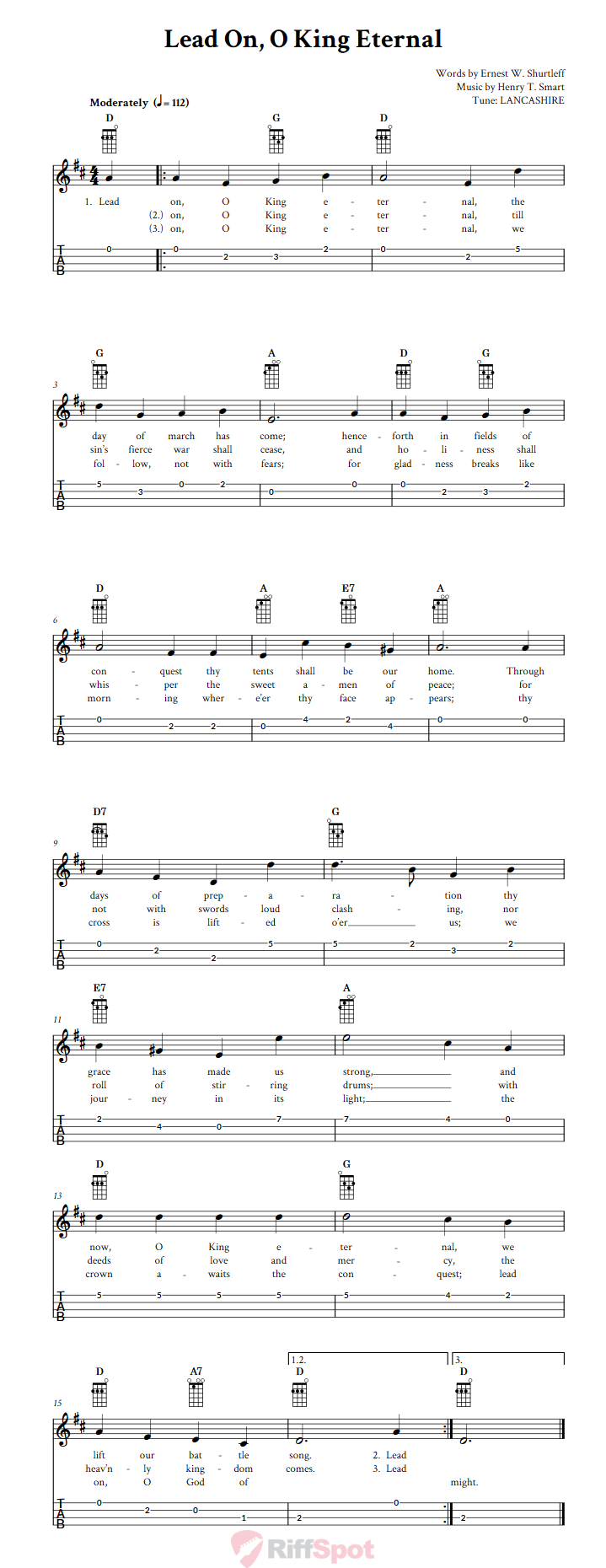 Lead On, O King Eternal Ukulele Tab