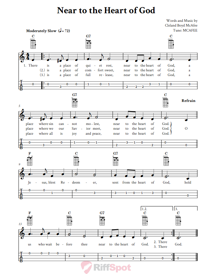 Near to the Heart of God Ukulele Tab