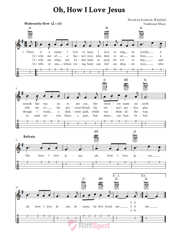 Oh, How I Love Jesus Ukulele Tab