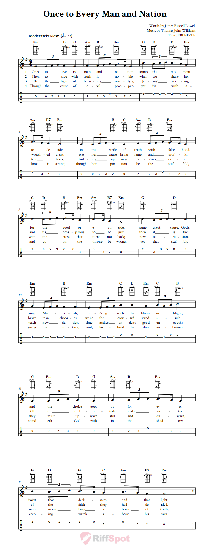 Once to Every Man and Nation Ukulele Tab