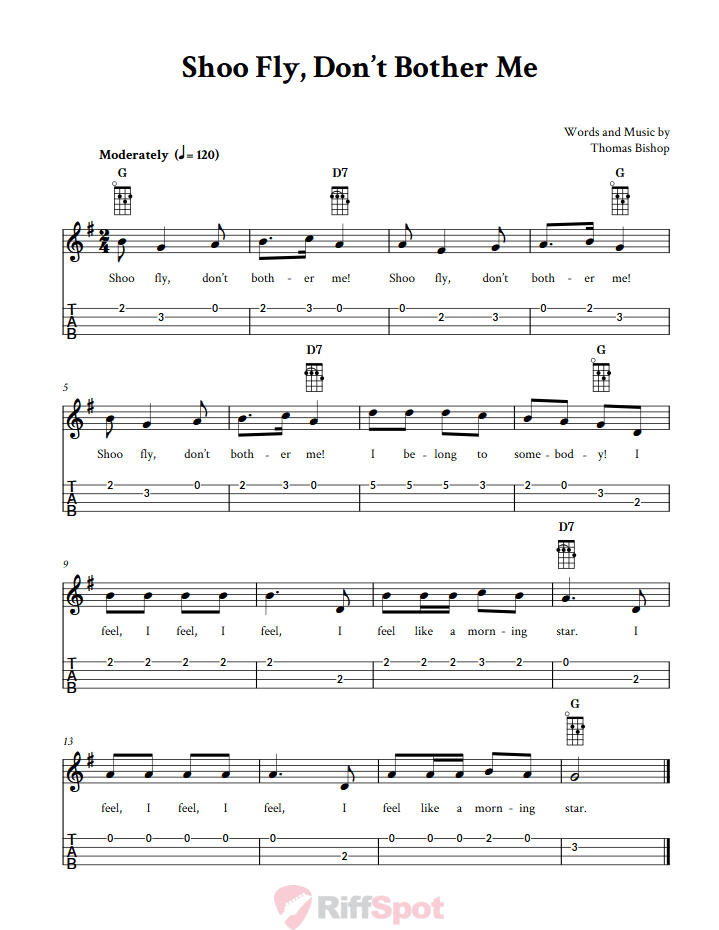 Shoo Fly, Don't Bother Me Ukulele Tab