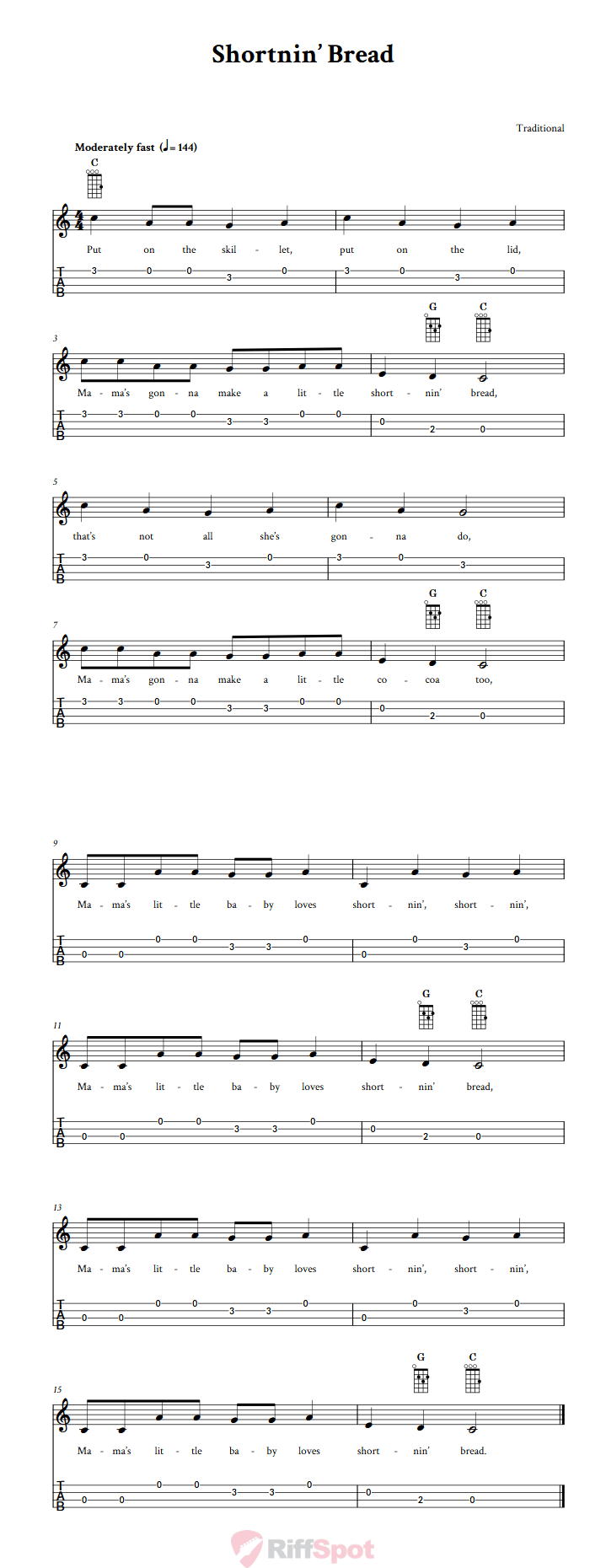 Shortnin' Bread Ukulele Tab
