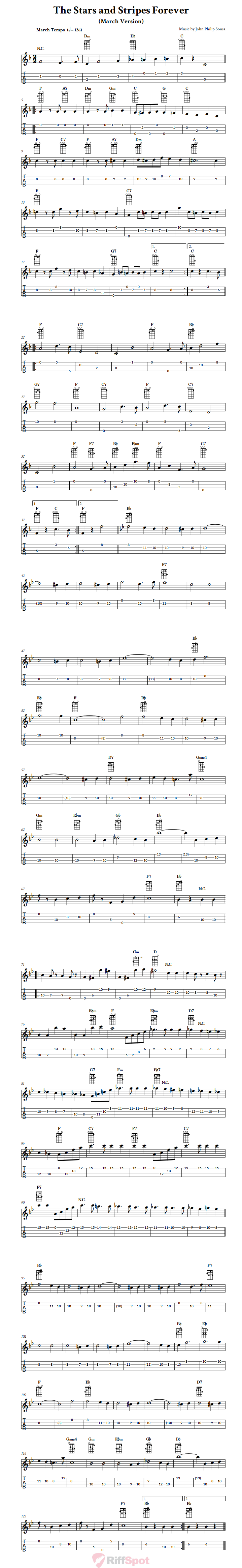 The Stars and Stripes Forever (March) Ukulele Tab