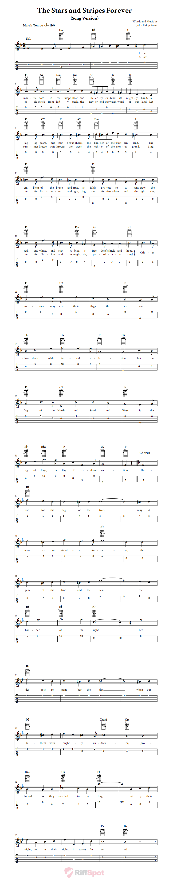 The Stars and Stripes Forever (Song) Ukulele Tab