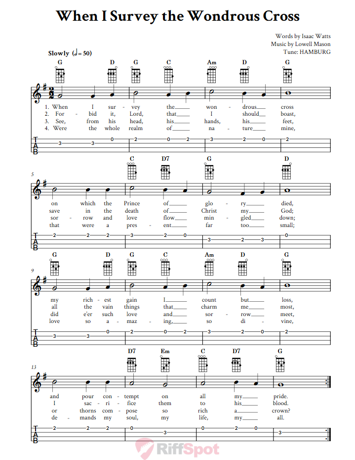When I Survey the Wondrous Cross Ukulele Tab